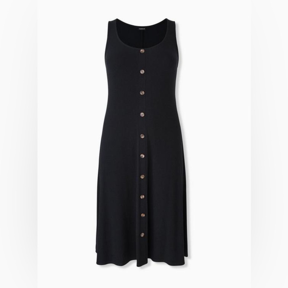 Torrid Black Sleeveless Button Midi Dress